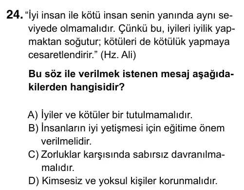 6. Sınıf Sosyal Bilgiler 2017 İOKBS Bursluluk Sınavı 24. Soru görseli