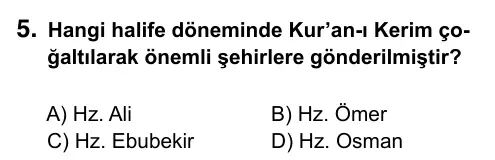 6. Sınıf Sosyal Bilgiler 2017 İOKBS Bursluluk Sınavı 5. Soru görseli