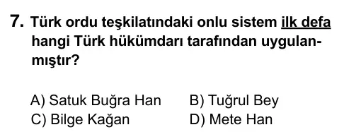 6. Sınıf Sosyal Bilgiler 2017 İOKBS Bursluluk Sınavı 7. Soru görseli