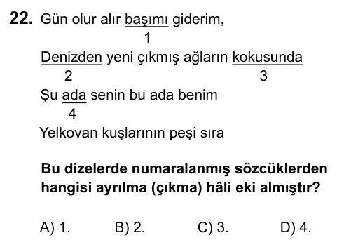 6. Sınıf Türkçe 2017 İOKBS Bursluluk Sınavı 22. Soru görseli