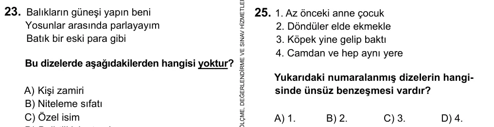 6. Sınıf Türkçe 2017 İOKBS Bursluluk Sınavı 25. Soru görseli