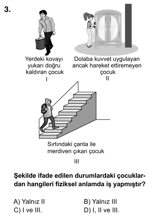 7. Sınıf Fen Bilimleri 2017 İOKBS Bursluluk Sınavı 3. Soru görseli
