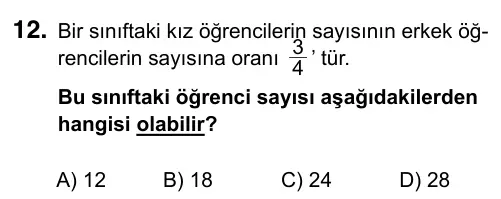 7. Sınıf Matematik 2017 İOKBS Bursluluk Sınavı 12. Soru görseli