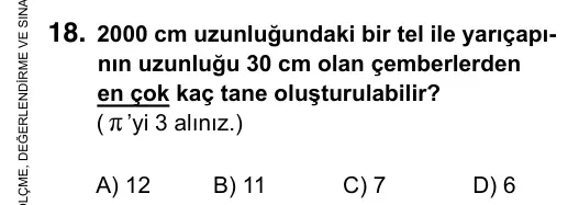 7. Sınıf Matematik 2017 İOKBS Bursluluk Sınavı 18. Soru görseli