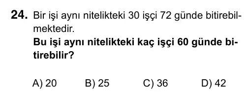 7. Sınıf Matematik 2017 İOKBS Bursluluk Sınavı 24. Soru görseli