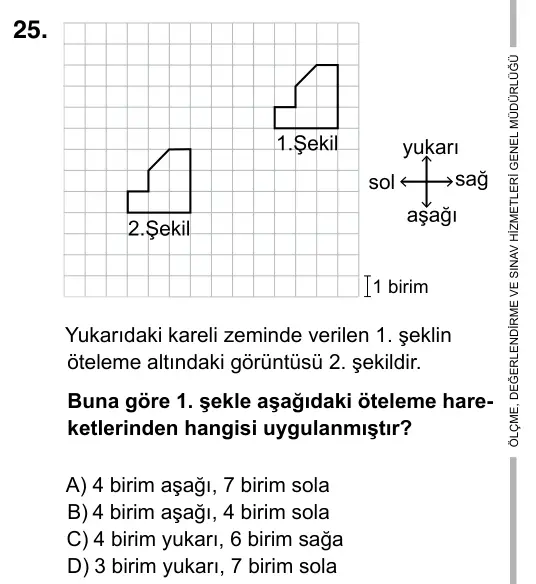 7. Sınıf Matematik 2017 İOKBS Bursluluk Sınavı 25. Soru görseli
