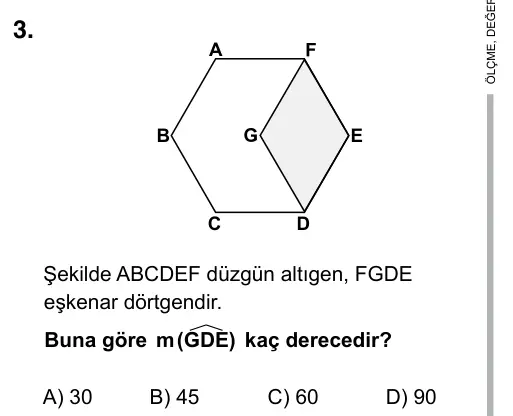 7. Sınıf Matematik 2017 İOKBS Bursluluk Sınavı 3. Soru görseli