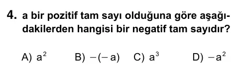 7. Sınıf Matematik 2017 İOKBS Bursluluk Sınavı 4. Soru görseli