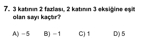 7. Sınıf Matematik 2017 İOKBS Bursluluk Sınavı 7. Soru görseli