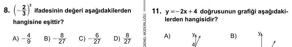 7. Sınıf Matematik 2017 İOKBS Bursluluk Sınavı 8. Soru görseli