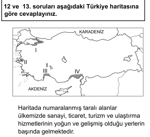 7. Sınıf Sosyal Bilgiler 2017 İOKBS Bursluluk Sınavı 11. Soru görseli (2/2)