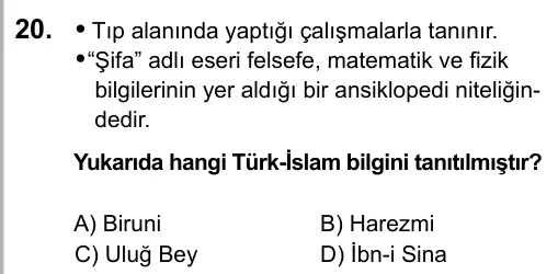7. Sınıf Sosyal Bilgiler 2017 İOKBS Bursluluk Sınavı 20. Soru görseli (1/2)