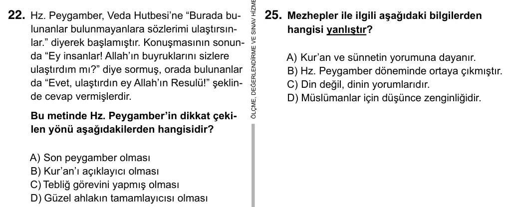 7. Sınıf Sosyal Bilgiler 2017 İOKBS Bursluluk Sınavı 22. Soru görseli