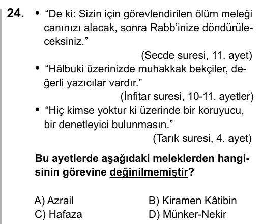 7. Sınıf Sosyal Bilgiler 2017 İOKBS Bursluluk Sınavı 24. Soru görseli