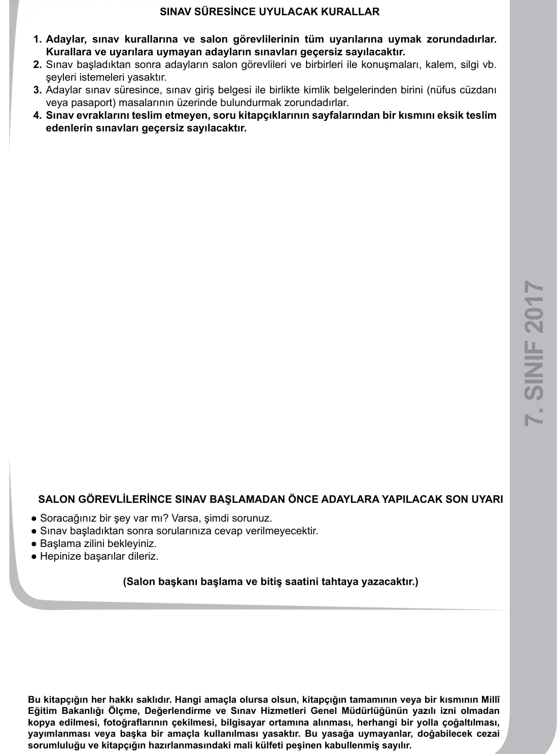 7. Sınıf Sosyal Bilgiler 2017 İOKBS Bursluluk Sınavı 25. Soru görseli (3/3)