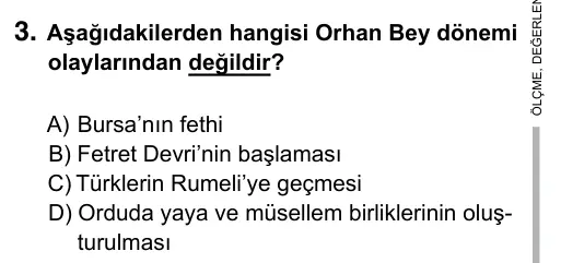 7. Sınıf Sosyal Bilgiler 2017 İOKBS Bursluluk Sınavı 3. Soru görseli