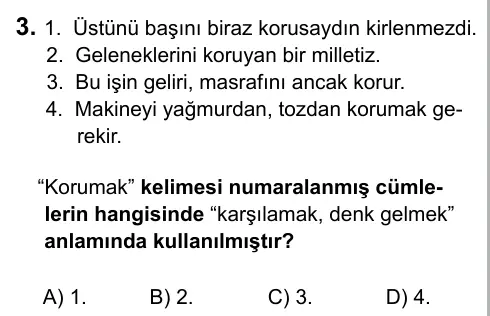7. Sınıf Türkçe 2017 İOKBS Bursluluk Sınavı 3. Soru görseli