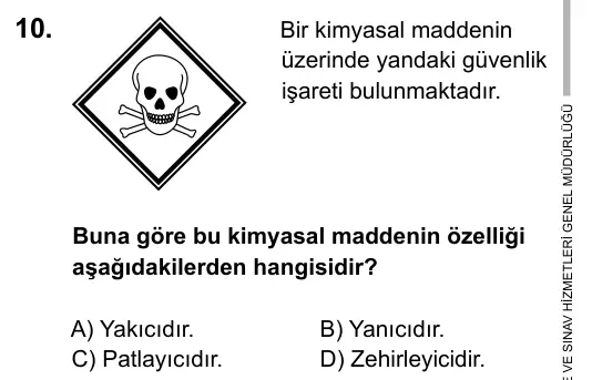 9, 10, 11. Sınıf Fen Bilimleri 2017 İOKBS Bursluluk Sınavı 10. Soru görseli