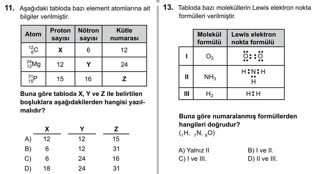 9, 10, 11. Sınıf Fen Bilimleri 2017 İOKBS Bursluluk Sınavı 11. Soru görseli
