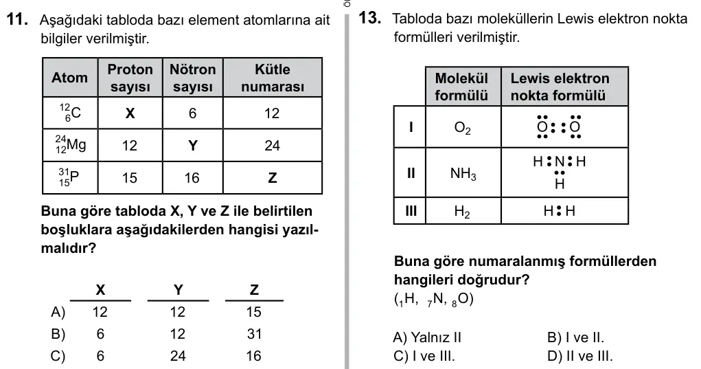 9, 10, 11. Sınıf Fen Bilimleri 2017 İOKBS Bursluluk Sınavı 13. Soru görseli