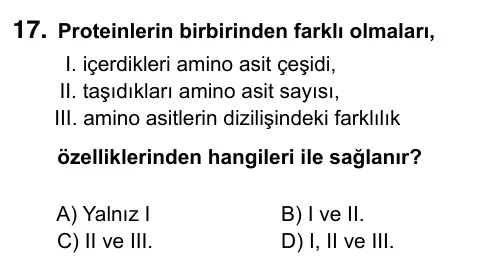 9, 10, 11. Sınıf Fen Bilimleri 2017 İOKBS Bursluluk Sınavı 17. Soru görseli