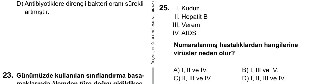 9, 10, 11. Sınıf Fen Bilimleri 2017 İOKBS Bursluluk Sınavı 25. Soru görseli