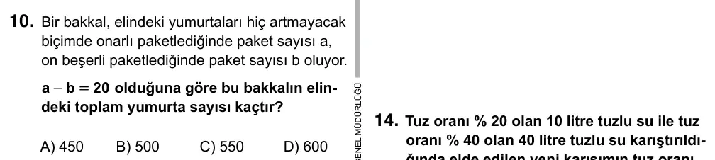 9, 10, 11. Sınıf Matematik 2017 İOKBS Bursluluk Sınavı 10. Soru görseli