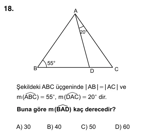 9, 10, 11. Sınıf Matematik 2017 İOKBS Bursluluk Sınavı 18. Soru görseli
