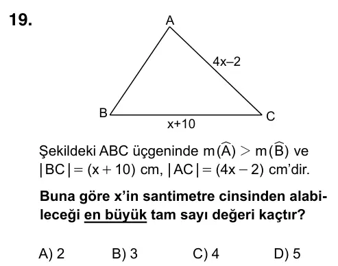 9, 10, 11. Sınıf Matematik 2017 İOKBS Bursluluk Sınavı 19. Soru görseli