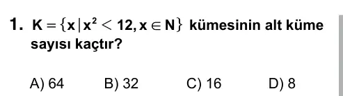 9, 10, 11. Sınıf Matematik 2017 İOKBS Bursluluk Sınavı 1. Soru görseli