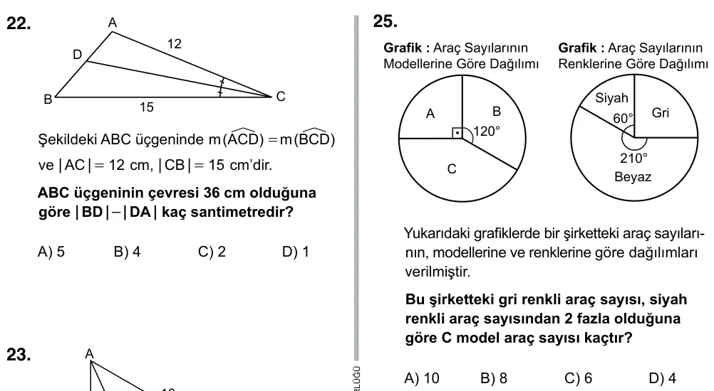 9, 10, 11. Sınıf Matematik 2017 İOKBS Bursluluk Sınavı 25. Soru görseli