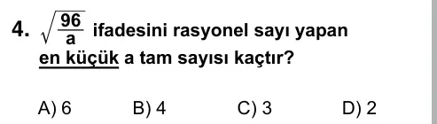 9, 10, 11. Sınıf Matematik 2017 İOKBS Bursluluk Sınavı 4. Soru görseli