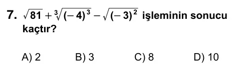 9, 10, 11. Sınıf Matematik 2017 İOKBS Bursluluk Sınavı 7. Soru görseli