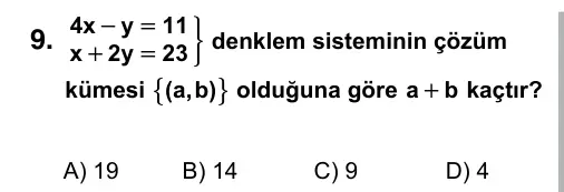 9, 10, 11. Sınıf Matematik 2017 İOKBS Bursluluk Sınavı 9. Soru görseli