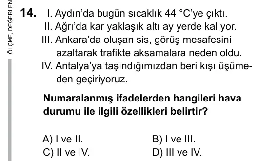 9, 10, 11. Sınıf Sosyal Bilgiler 2017 İOKBS Bursluluk Sınavı 14. Soru görseli