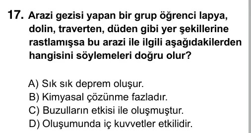 9, 10, 11. Sınıf Sosyal Bilgiler 2017 İOKBS Bursluluk Sınavı 17. Soru görseli