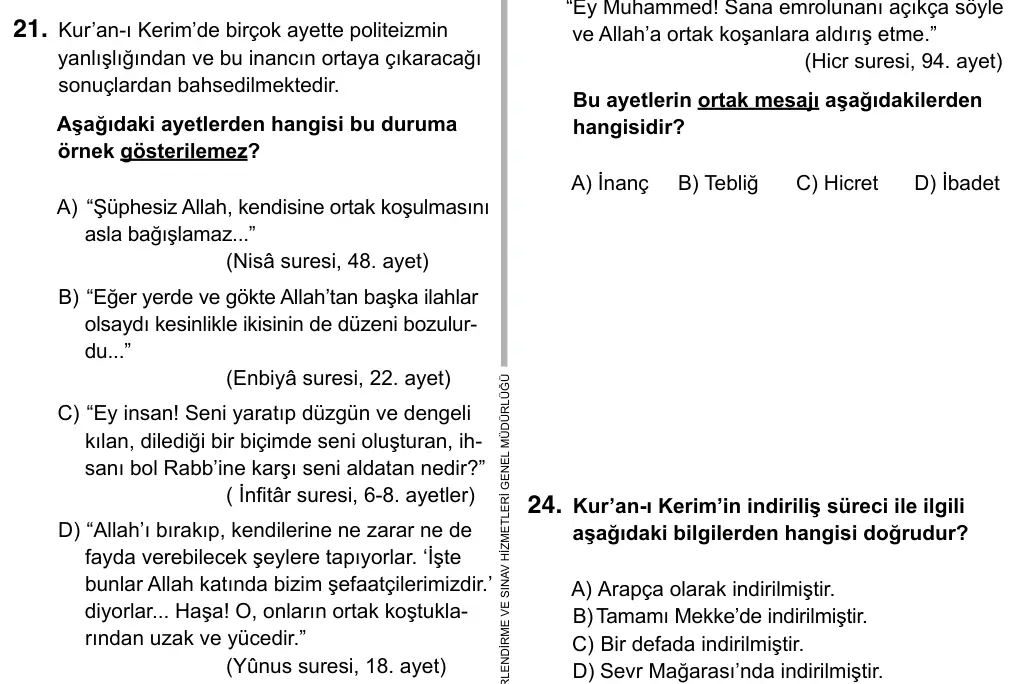 9, 10, 11. Sınıf Sosyal Bilgiler 2017 İOKBS Bursluluk Sınavı 21. Soru görseli