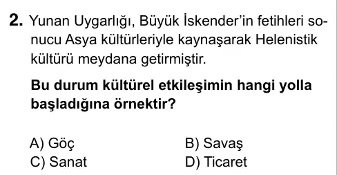9, 10, 11. Sınıf Sosyal Bilgiler 2017 İOKBS Bursluluk Sınavı 2. Soru görseli
