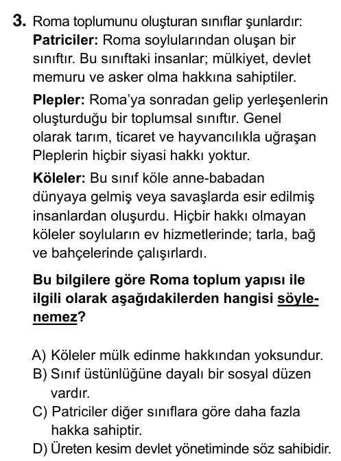 9, 10, 11. Sınıf Sosyal Bilgiler 2017 İOKBS Bursluluk Sınavı 3. Soru görseli