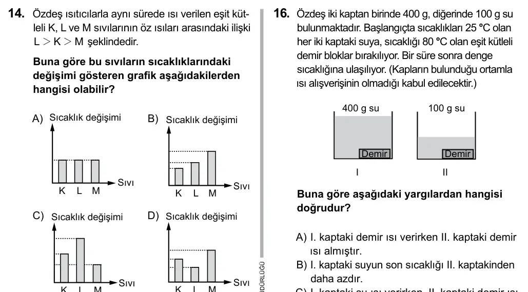 Hazırlık Sınıfı Fen Bilimleri 2017 İOKBS Bursluluk Sınavı 14. Soru görseli