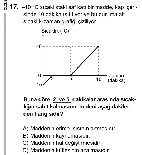 Hazırlık Sınıfı Fen Bilimleri 2017 İOKBS Bursluluk Sınavı 17. Soru görseli