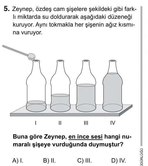 Hazırlık Sınıfı Fen Bilimleri 2017 İOKBS Bursluluk Sınavı 5. Soru görseli