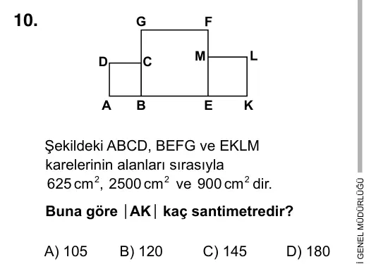 Hazırlık Sınıfı Matematik 2017 İOKBS Bursluluk Sınavı 10. Soru görseli