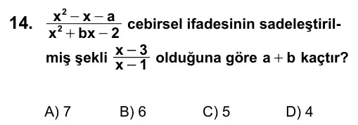 Hazırlık Sınıfı Matematik 2017 İOKBS Bursluluk Sınavı 14. Soru görseli