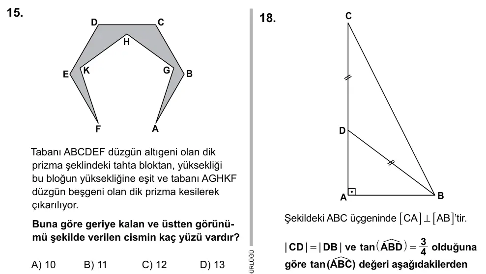 Hazırlık Sınıfı Matematik 2017 İOKBS Bursluluk Sınavı 15. Soru görseli