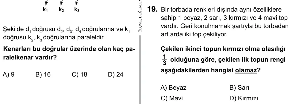 Hazırlık Sınıfı Matematik 2017 İOKBS Bursluluk Sınavı 19. Soru görseli