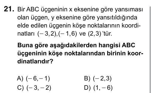 Hazırlık Sınıfı Matematik 2017 İOKBS Bursluluk Sınavı 21. Soru görseli
