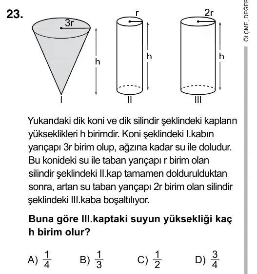 Hazırlık Sınıfı Matematik 2017 İOKBS Bursluluk Sınavı 23. Soru görseli