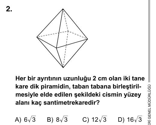 Hazırlık Sınıfı Matematik 2017 İOKBS Bursluluk Sınavı 2. Soru görseli