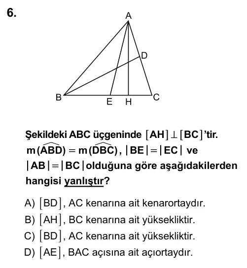 Hazırlık Sınıfı Matematik 2017 İOKBS Bursluluk Sınavı 6. Soru görseli